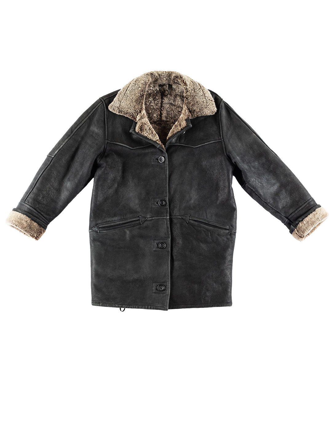 Vintage 80's Women Sheepskin Coat in BlackMN395