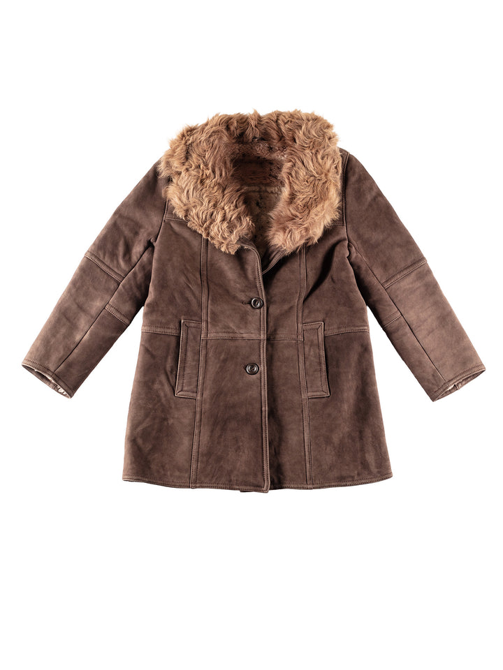 Vintage 80's Women Sheepskin Coat in BrownMN247