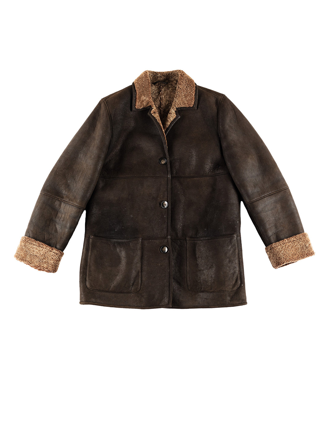 Vintage 80's Women Sheepskin Coat in BrownMN401