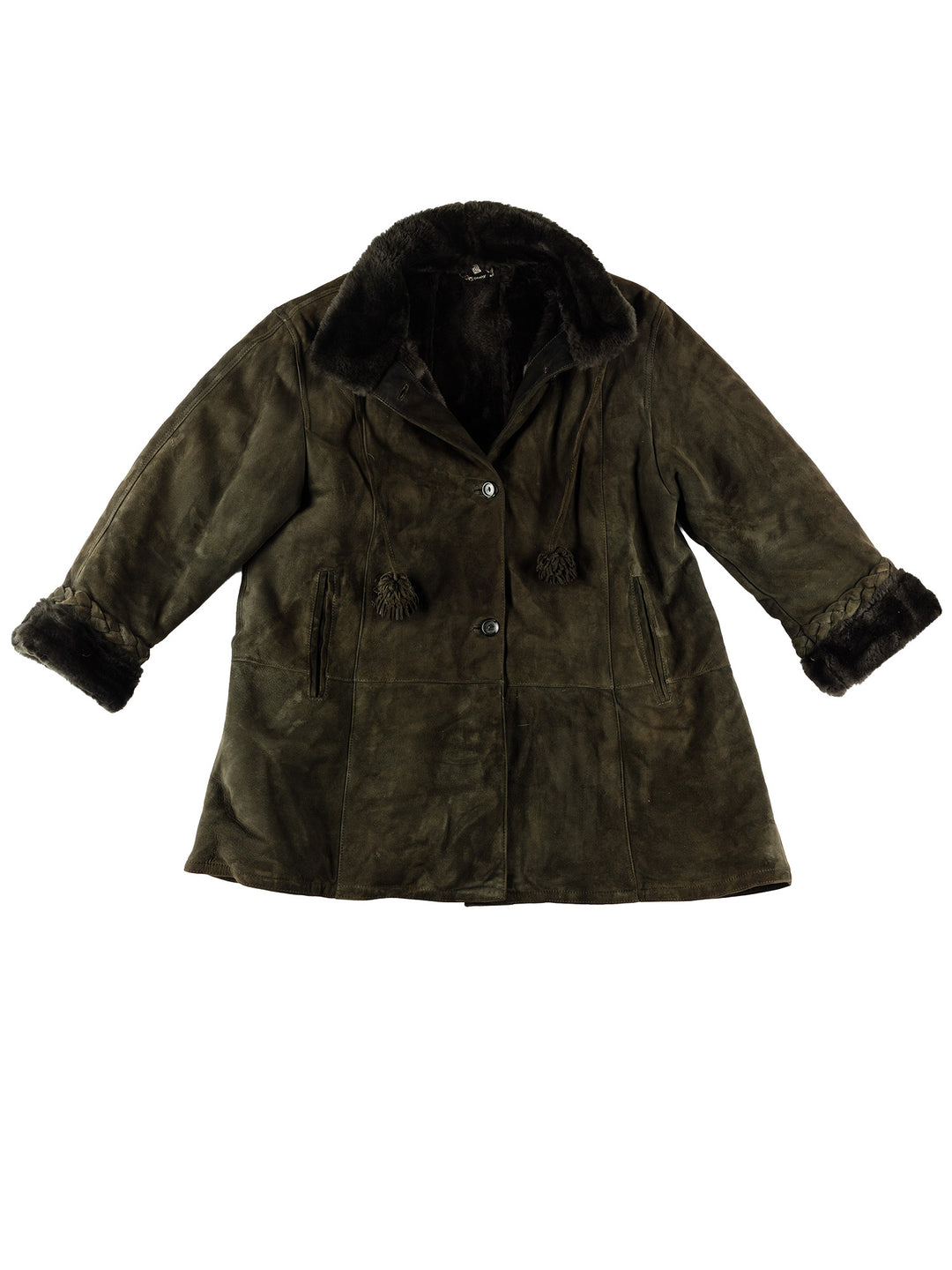 Vintage 80's Women Sheepskin Coat in GreenMN661