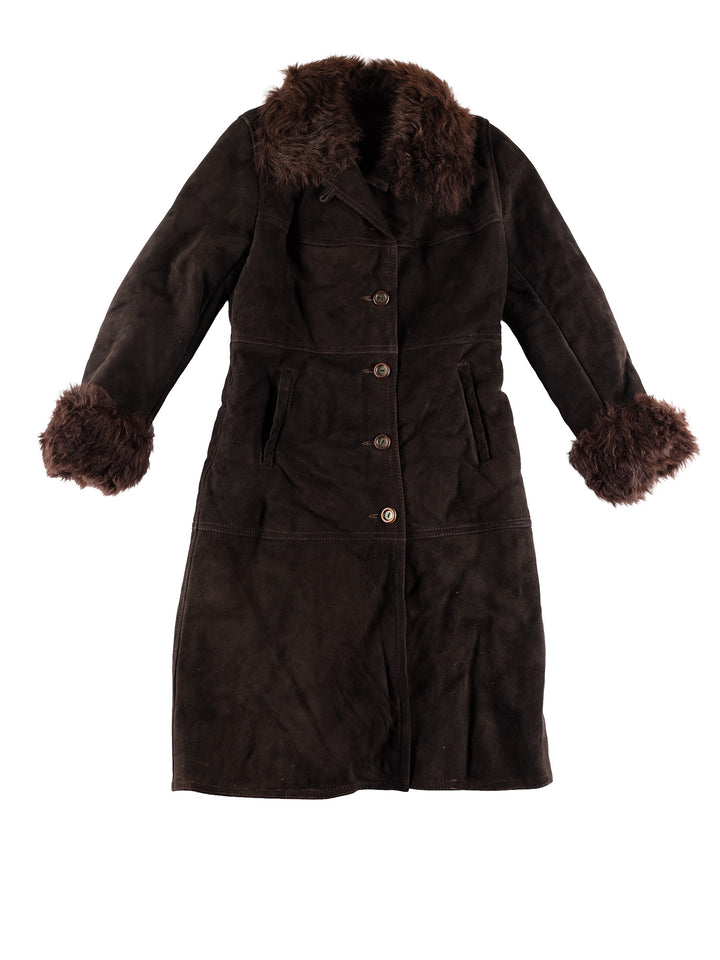 Vintage 70's Women Sheepskin Coat in BrownMN439
