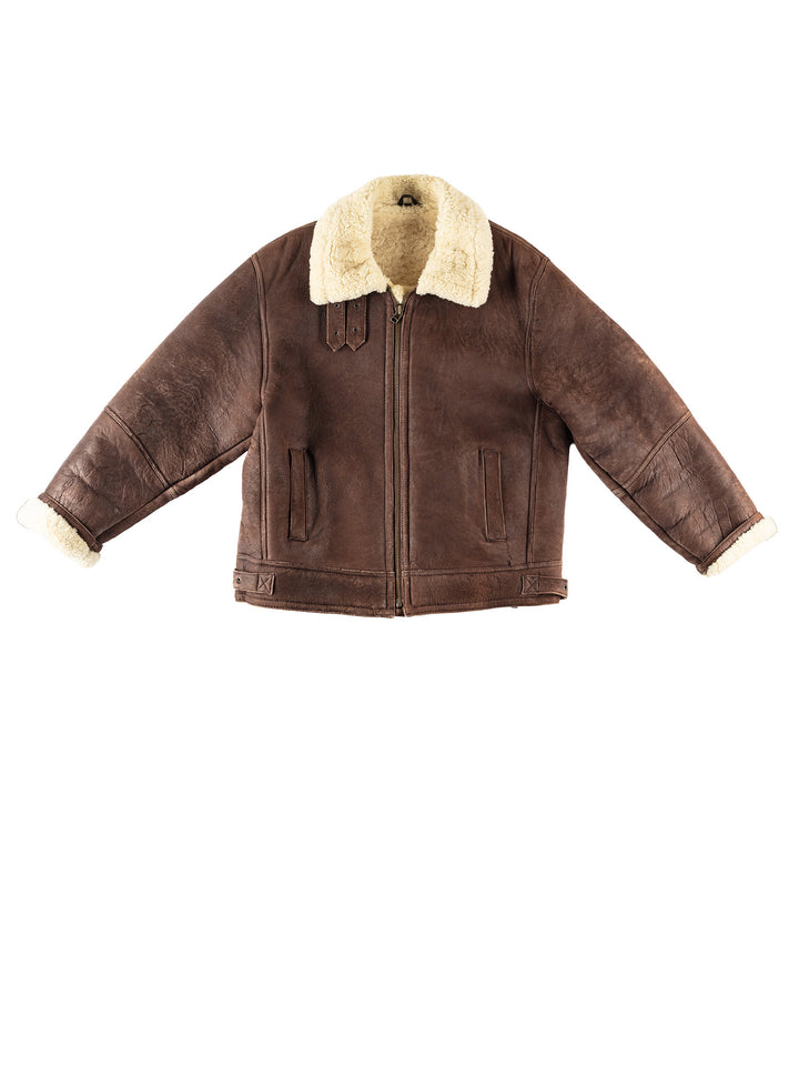 Vintage 80's Men Sheepskin Jacket in BrownVN260