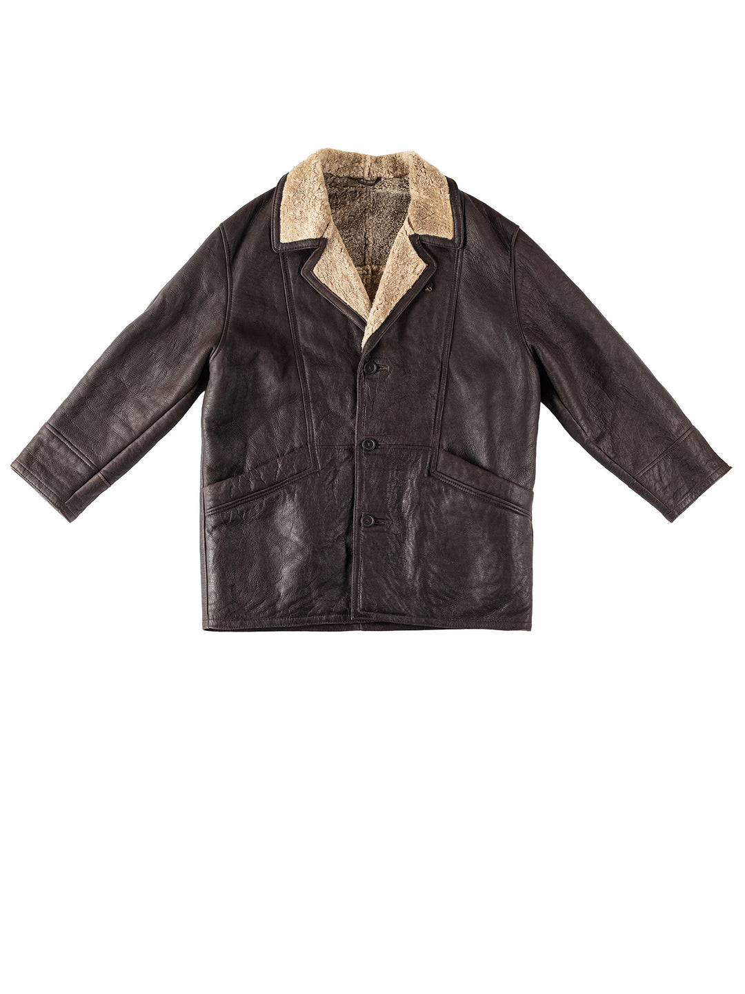Vintage 80's Men Sheepskin Coat in BrownVN358