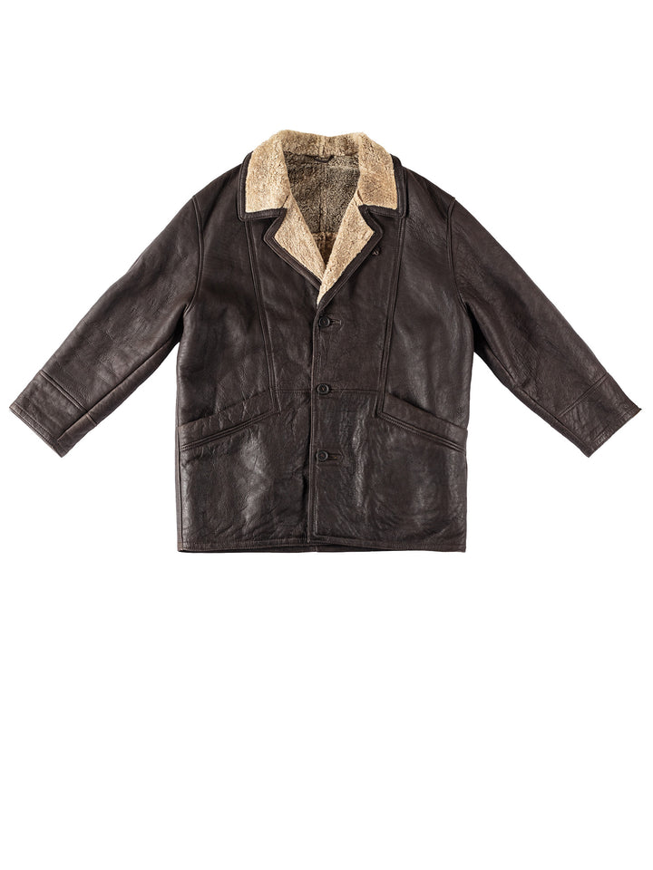 Vintage 80's Men Sheepskin Coat in BrownVN358