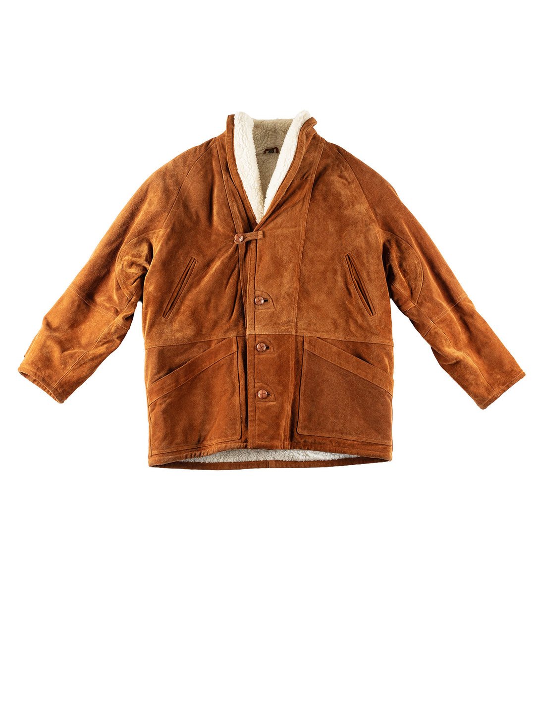 Vintage 80's Men Faux Sheepskin Coat in BrownVN191