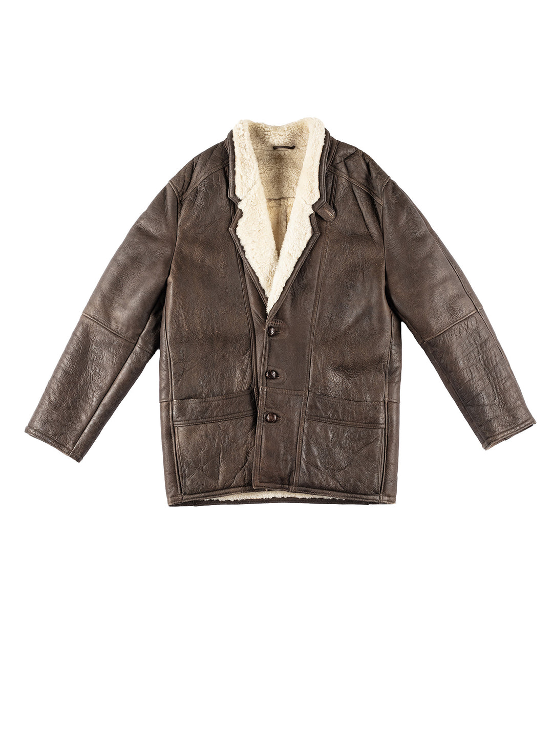 Vintage 80's Men Sheepskin Coat in BrownVN209