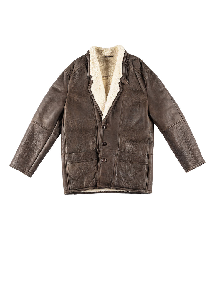 Vintage 80's Men Sheepskin Coat in BrownVN209