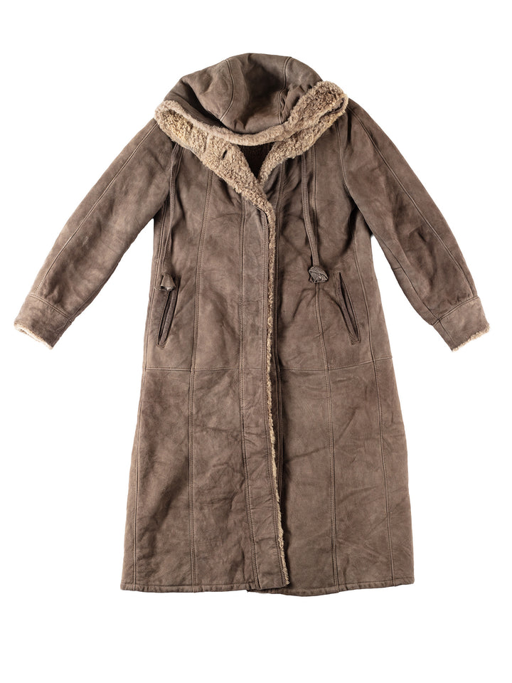 Vintage 80's Women Sheepskin Coat in GrayMN167