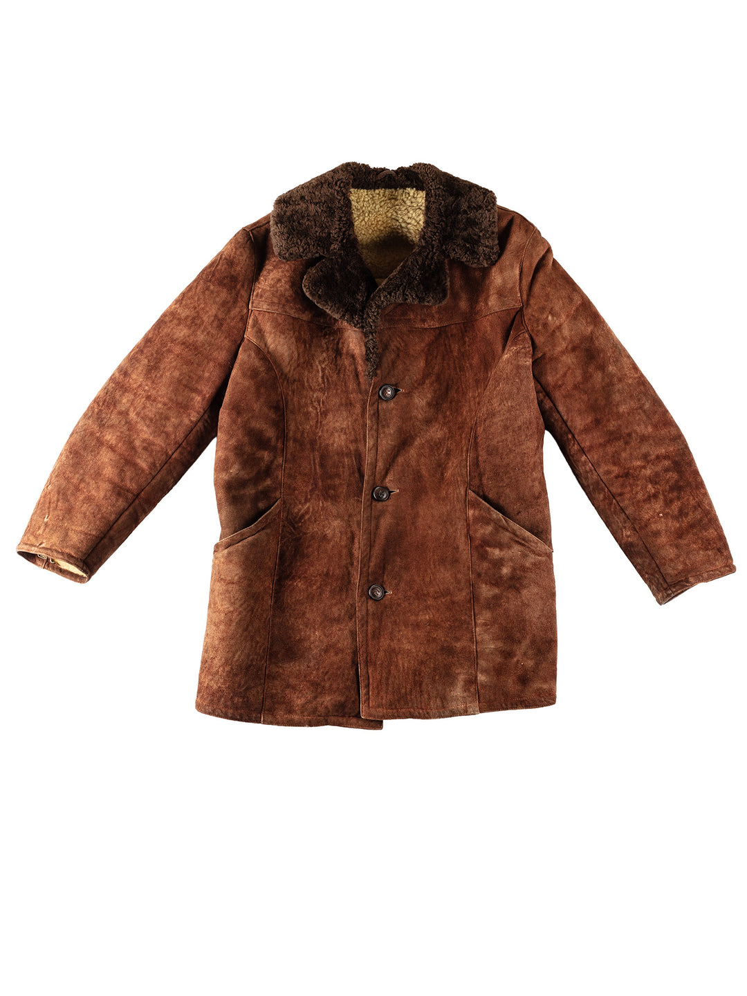 Vintage 80's Men Sheepskin Coat in BrownVN344