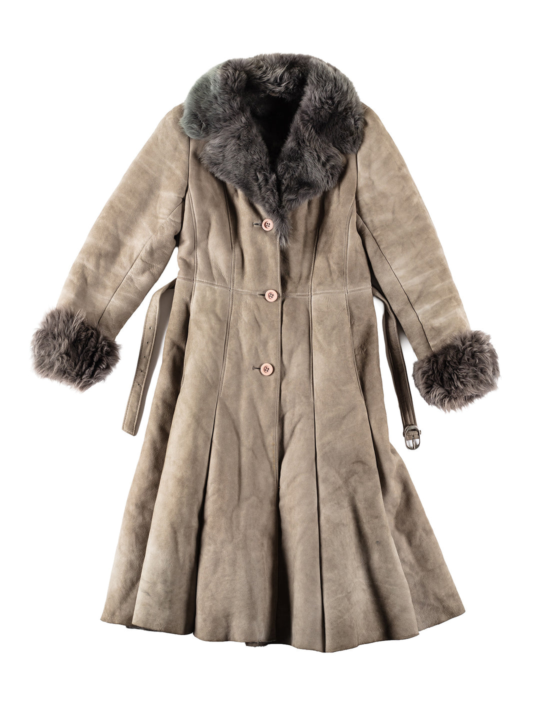 Vintage 70's Women Sheepskin Coat in GrayMN161