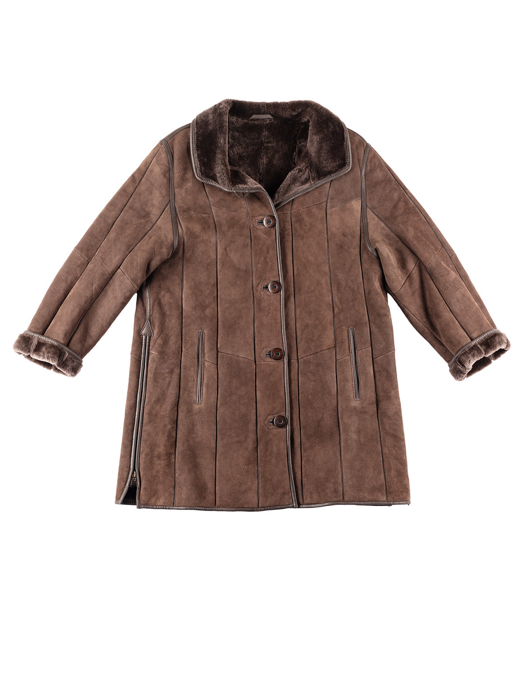 Vintage 80's Women Sheepskin Coat in Brown