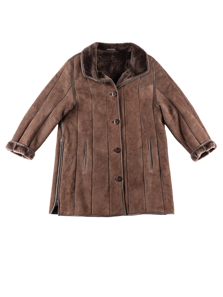 Vintage 80's Women Sheepskin Coat in Brown