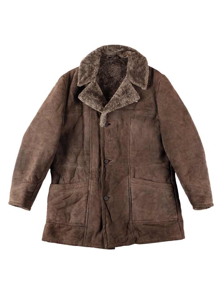 Vintage 80's Men Sheepskin Coat in BrownVN107