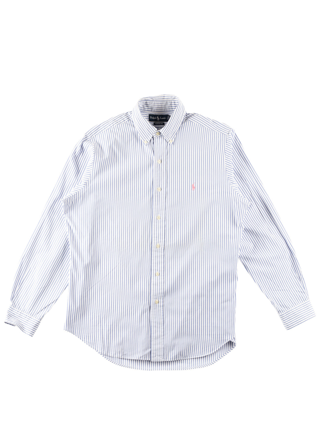 Vintage 90's Men Ralph Lauren Blue White Striped Shirt