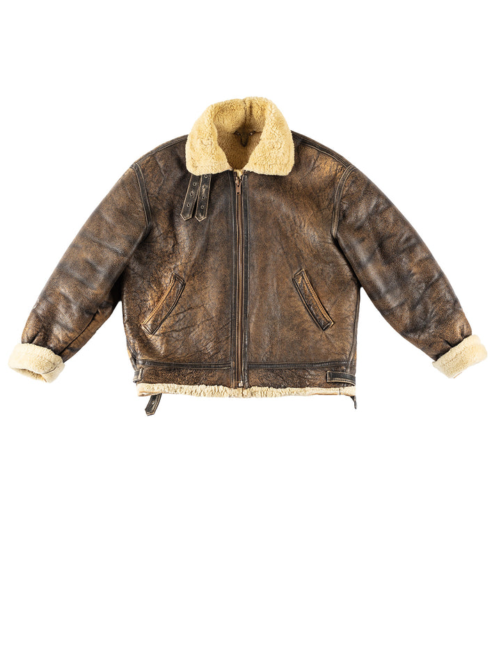 Vintage 80's Men Sheepskin Jacket in BrownVN103