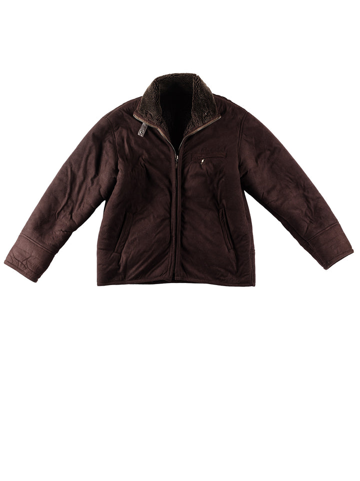 Vintage 90's Men Faux Sheepskin Coat in BrownVN185