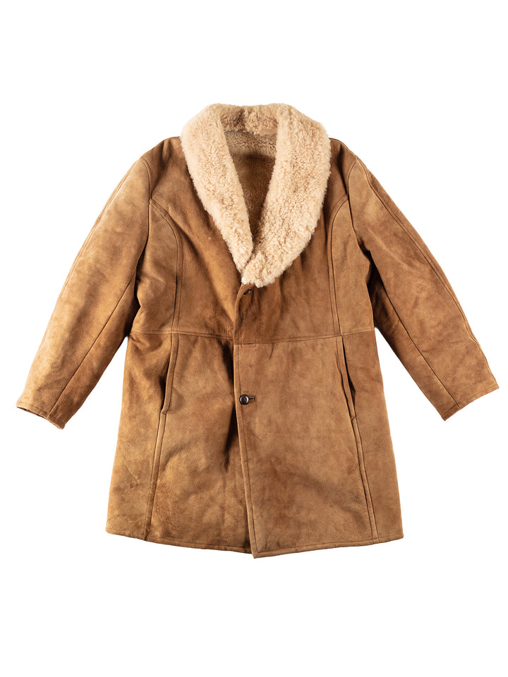 Vintage 80's Men Sheepskin Coat in BrownVN148