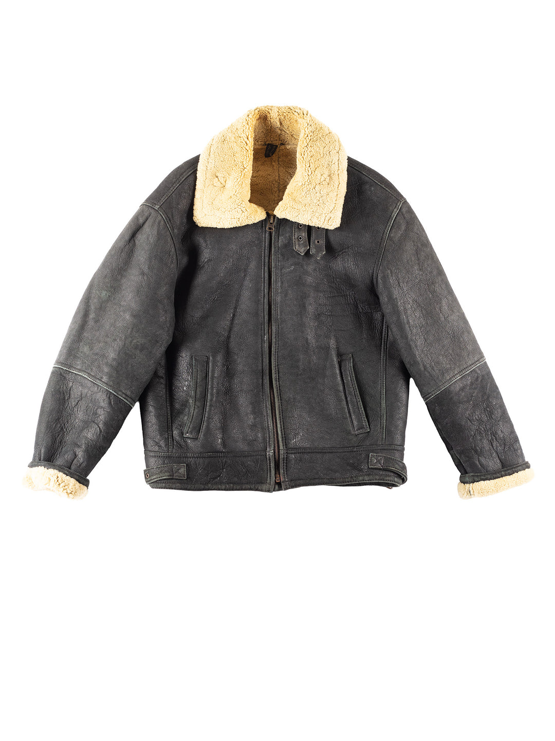Vintage 80's Men Sheepskin Jacket in Black