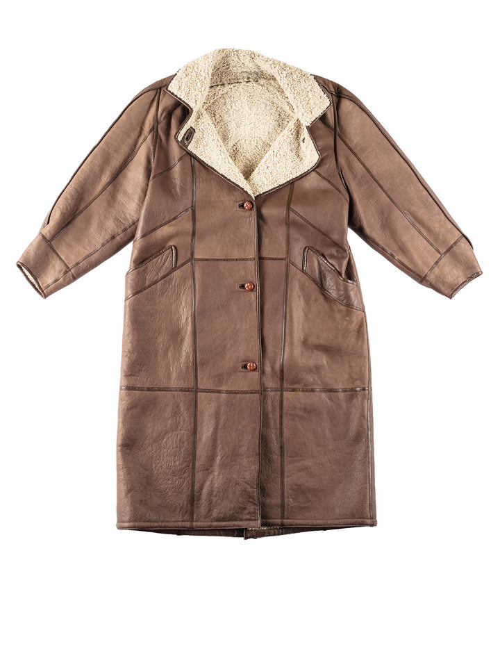 Vintage 90's Women Sheepskin Coat in BrownMN213