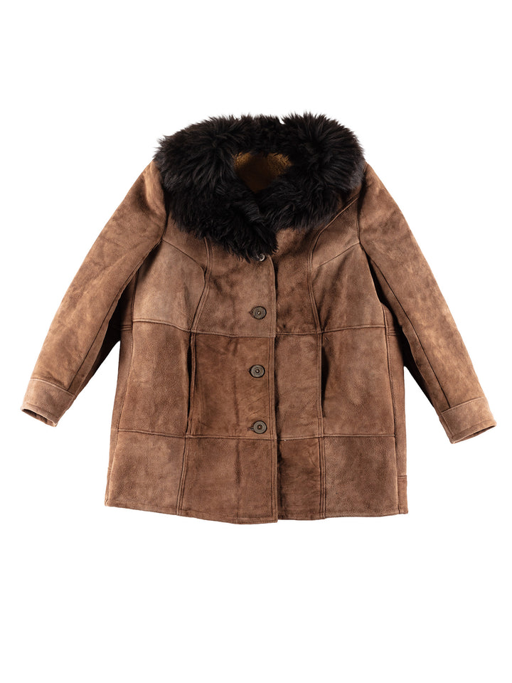 Vintage 80's Women Sheepskin Coat in BrownMN423
