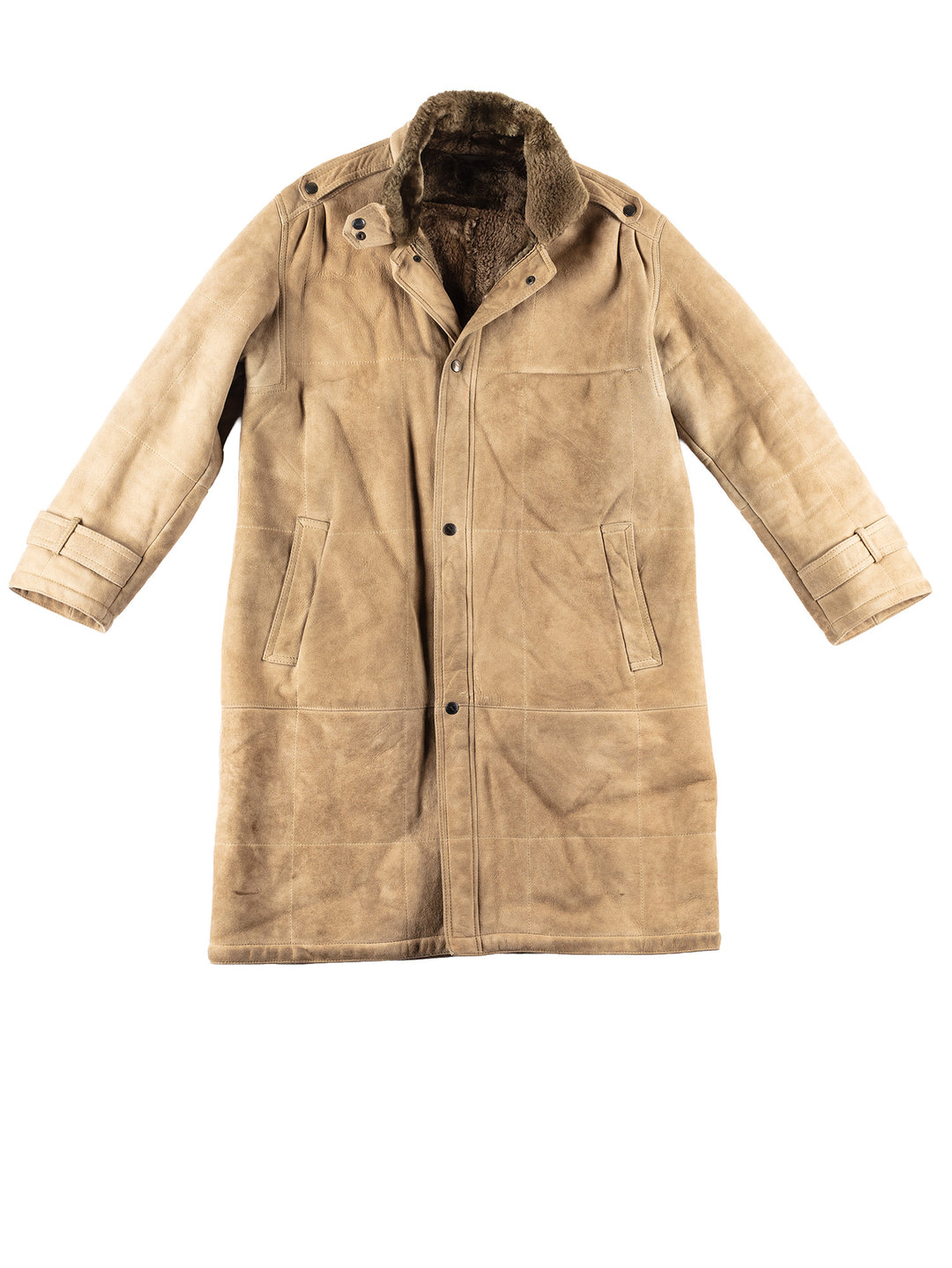 Vintage 80's Men Sheepskin Coat in Beige