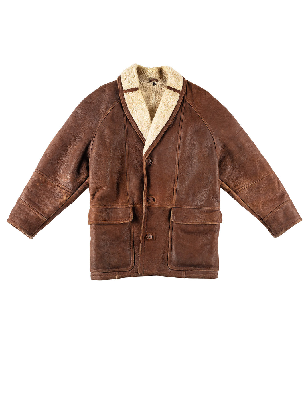 Vintage 80's Men Sheepskin Coat in BrownVN214