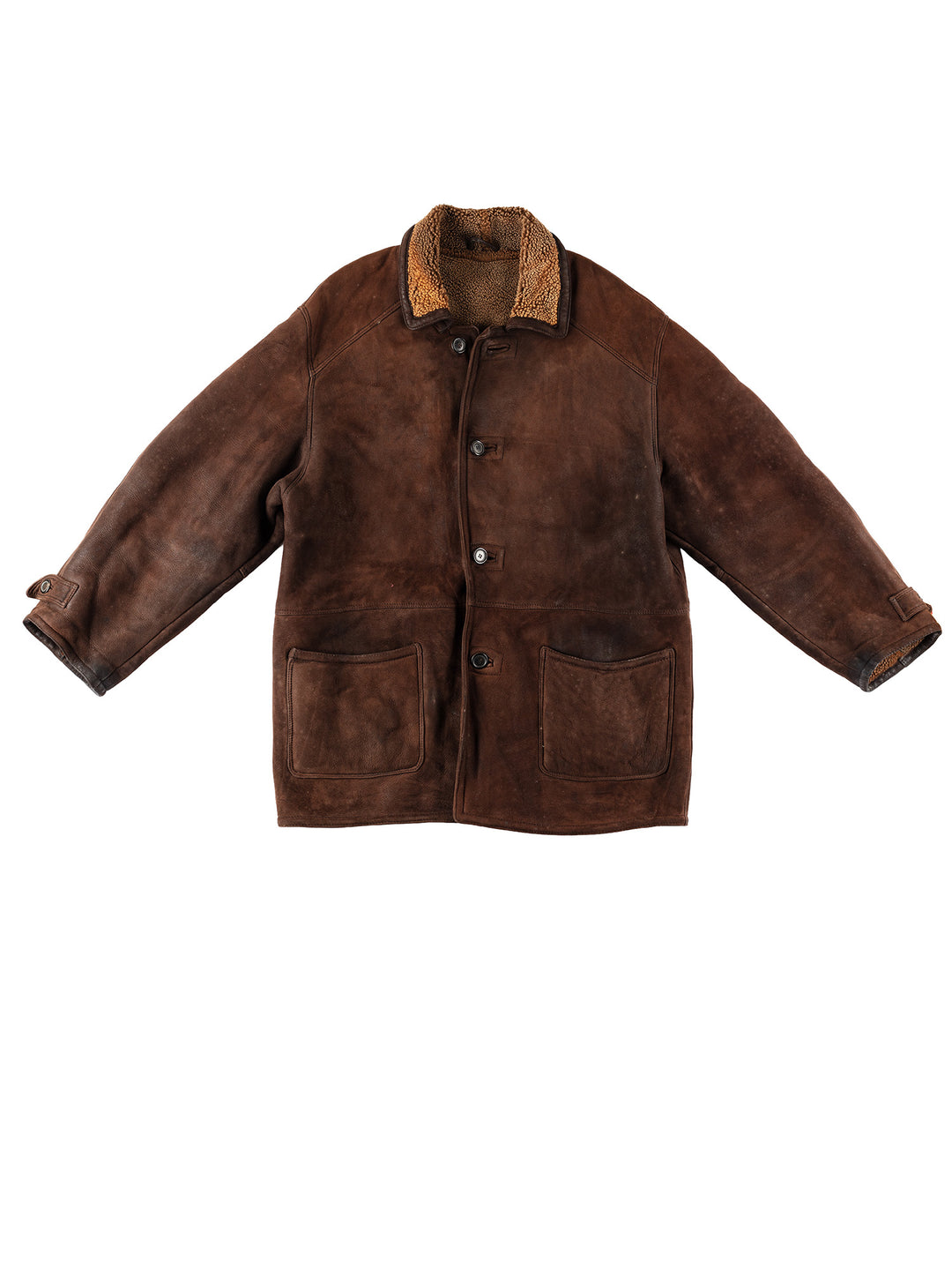 Vintage 80's Men Sheepskin Coat in BrownVN233