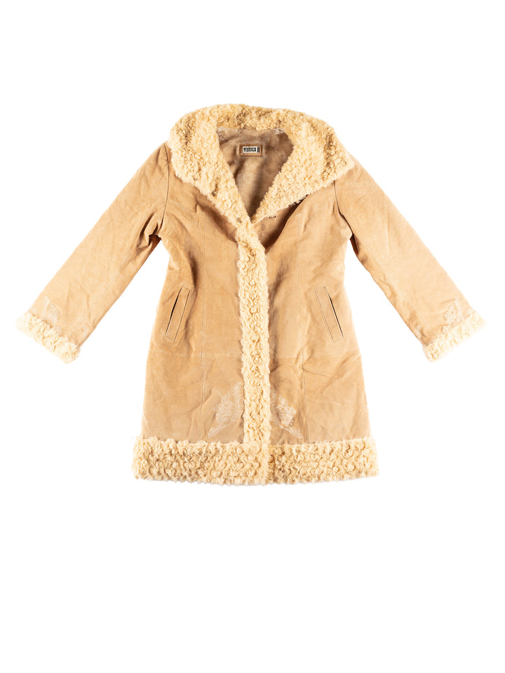 Vintage 70's Women Suede Coat in BeigeMN383