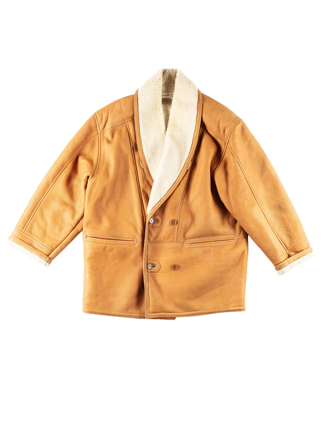 Vintage 80's Men Sheepskin Coat in BrownVN249