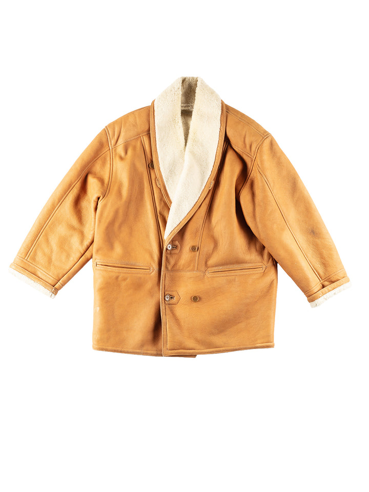Vintage 80's Men Sheepskin Coat in BrownVN249