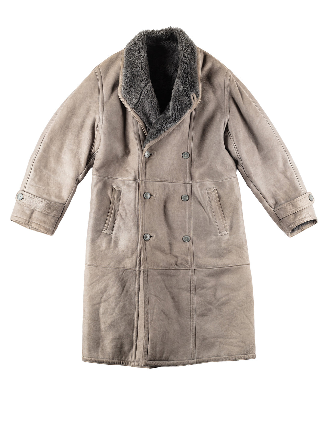 Vintage 80's Men Sheepskin Coat in GrayVN097