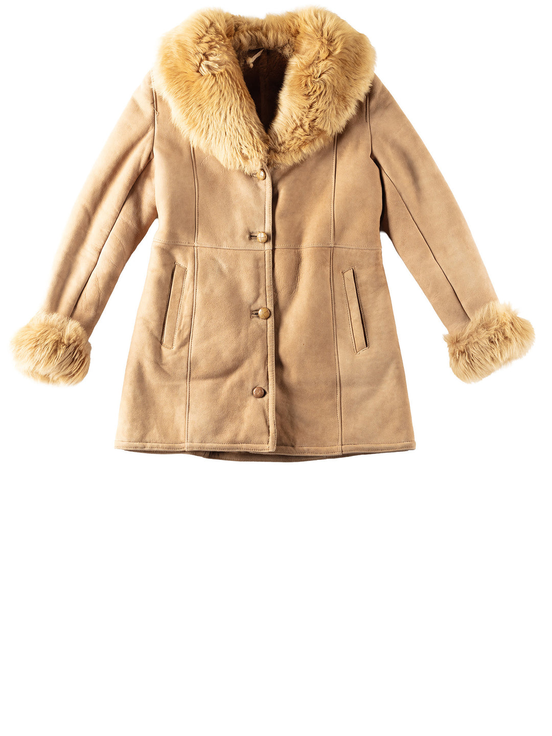 Vintage 70's Women Sheepskin Penny Lane Coat in Beige