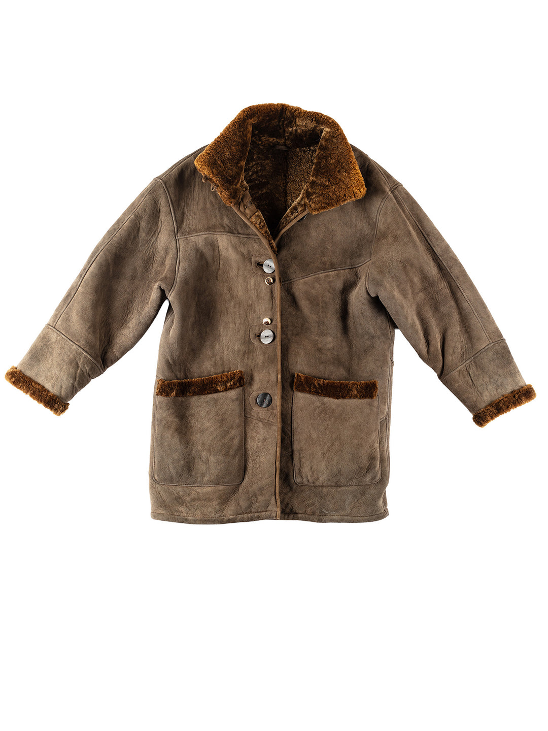 Vintage 80's Women Sheepskin Coat in BrownMN179