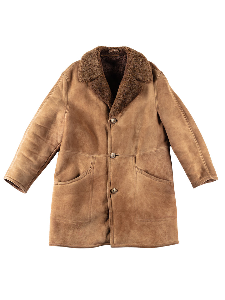 Vintage 80's Men Sheepskin Coat in BrownVN143