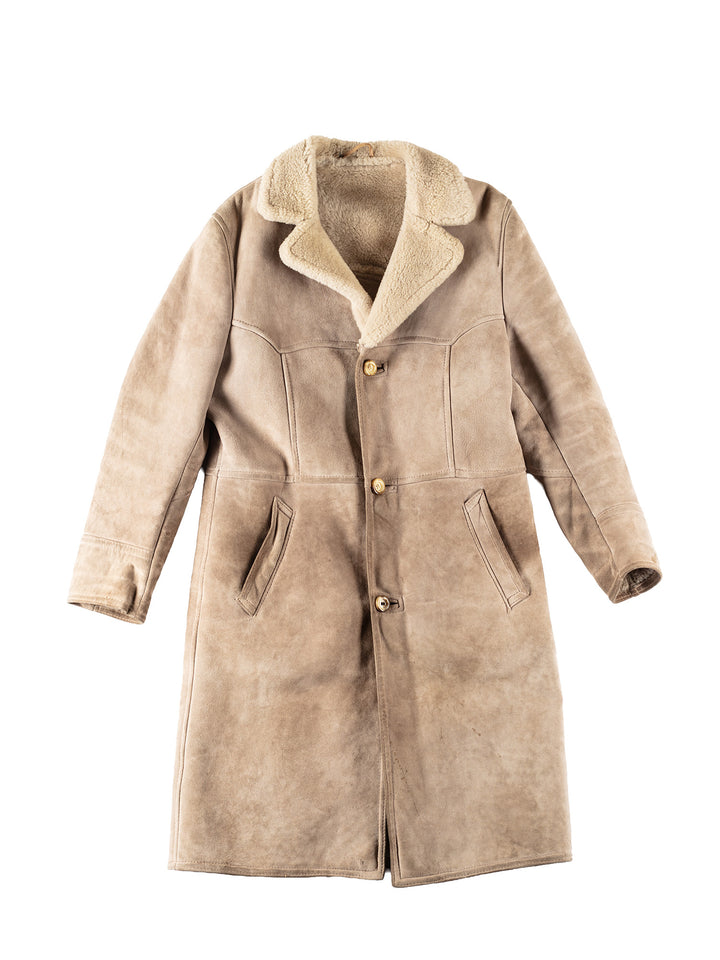 Vintage 70's Men Sheepskin Coat in Beige
