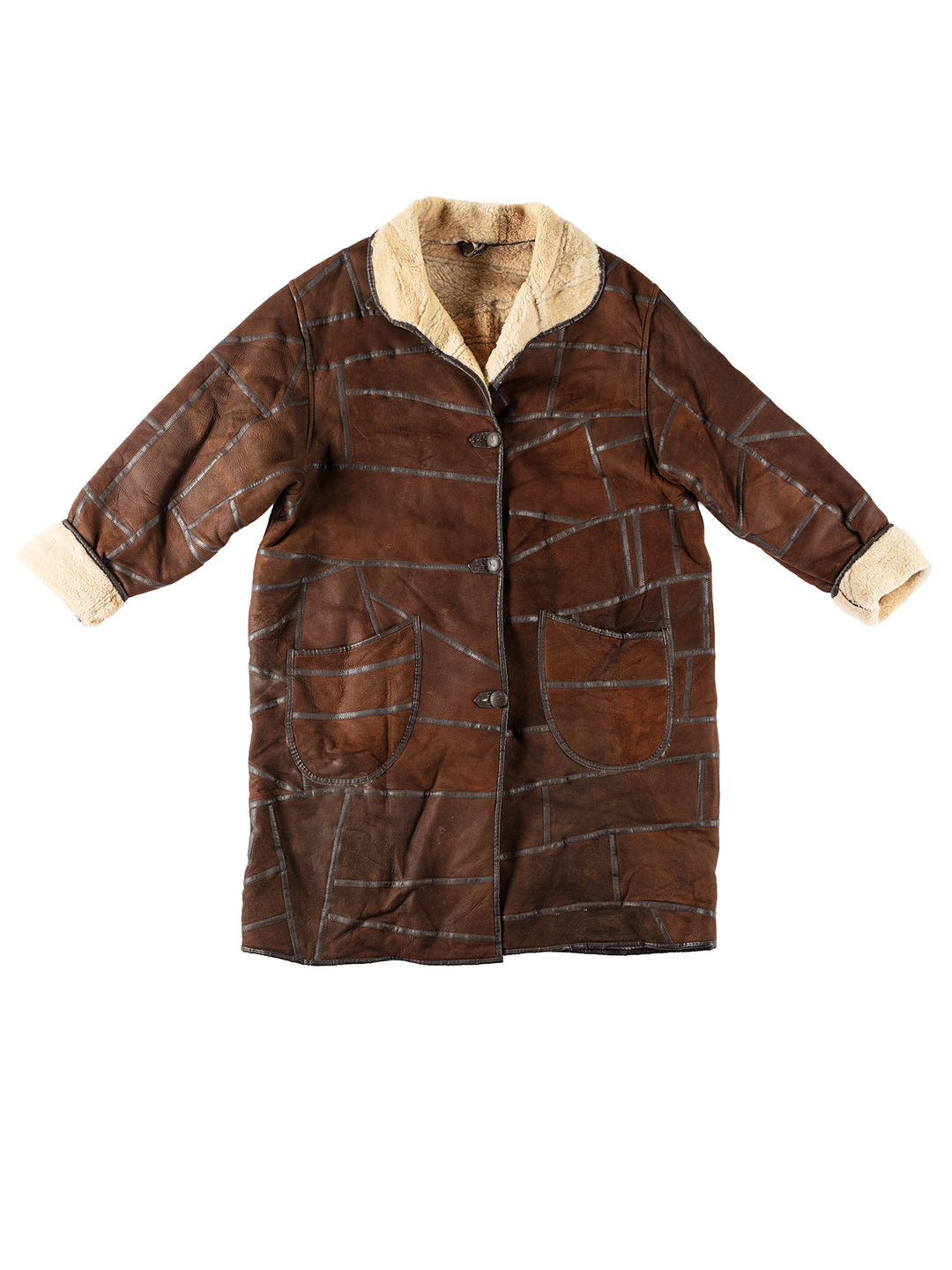Vintage 80's Women Sheepskin Coat in BrownMN135