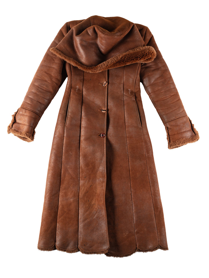 Vintage 70's Women Sheepskin Coat in BrownMN294