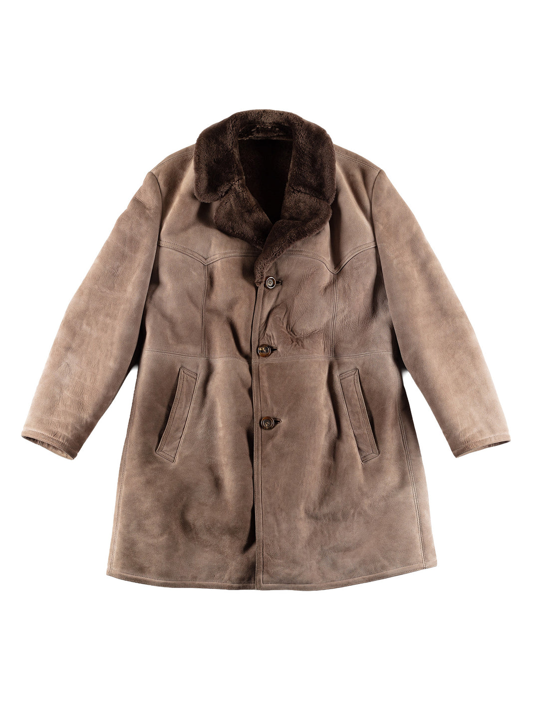 Vintage 80's Men Sheepskin Coat in GrayVN491