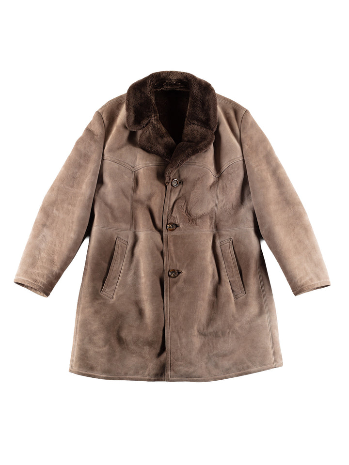 Vintage 80's Men Sheepskin Coat in GrayVN491