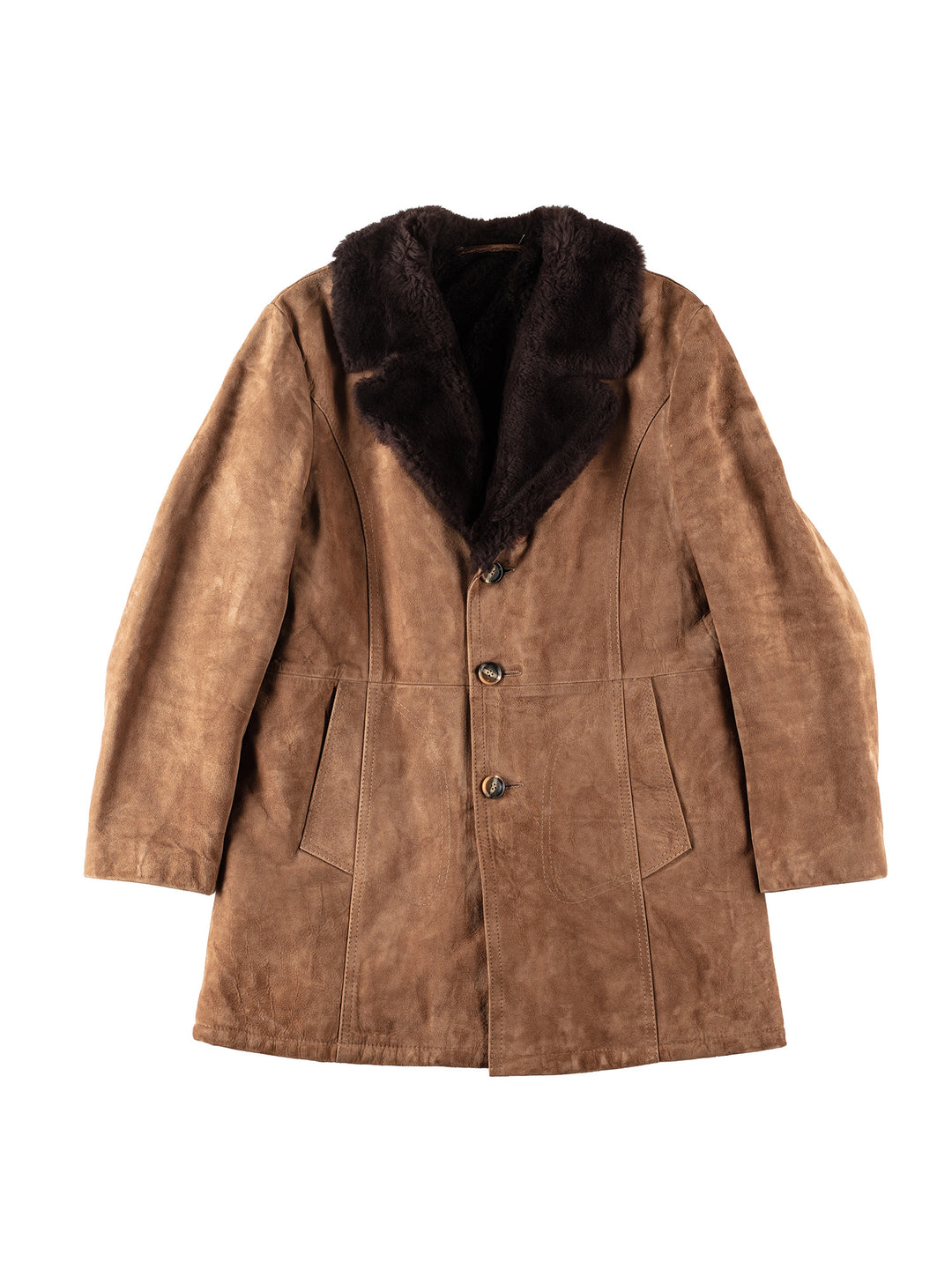 Vintage 70's Men Faux Sheepskin Coat in BrownVN194