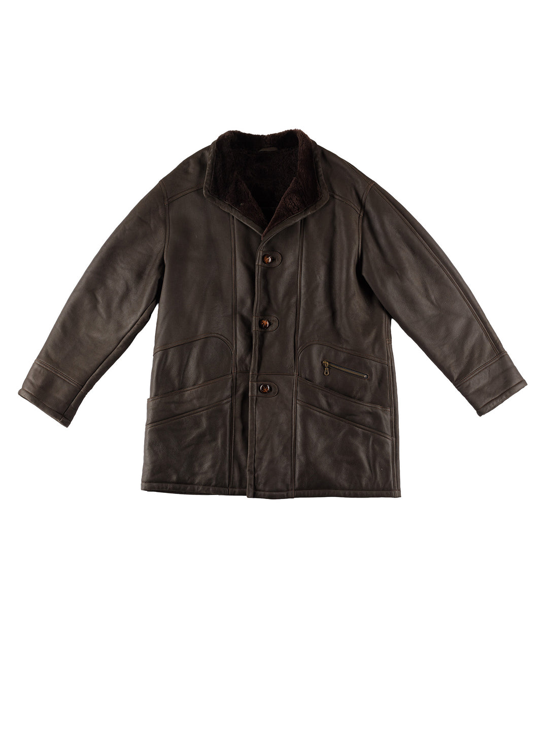 Vintage 80's Men Sheepskin Coat in BrownVN476