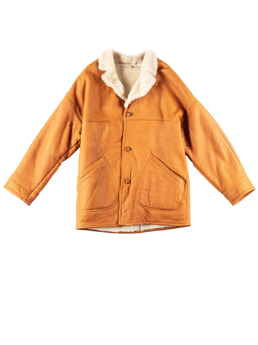 Vintage 70's Men Sheepskin Coat in Orange
