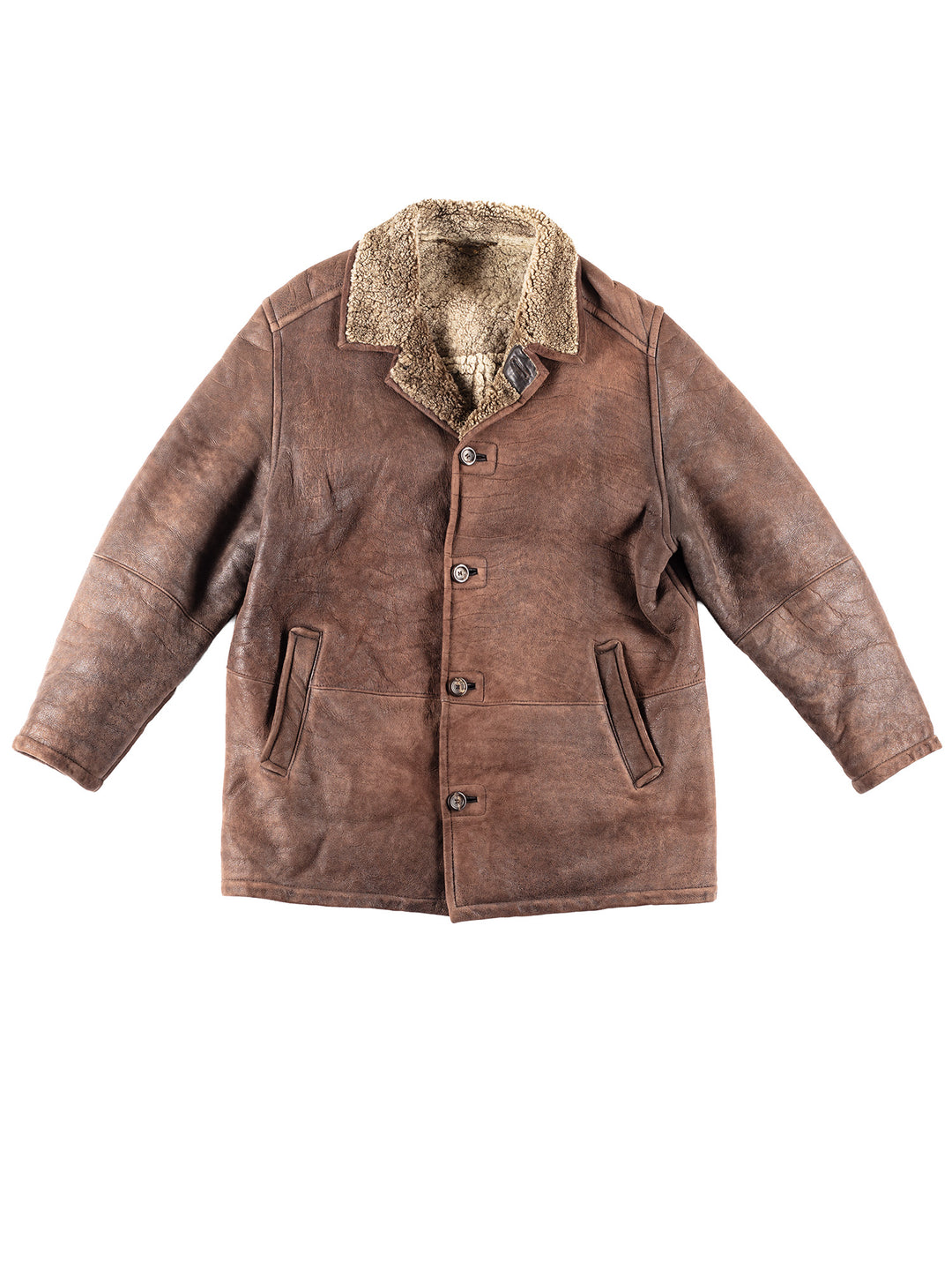 Vintage 90's Men Sheepskin Coat in Brown