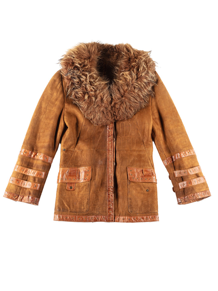 Vintage 90's Women Sheepskin Jacket in BrownMN224