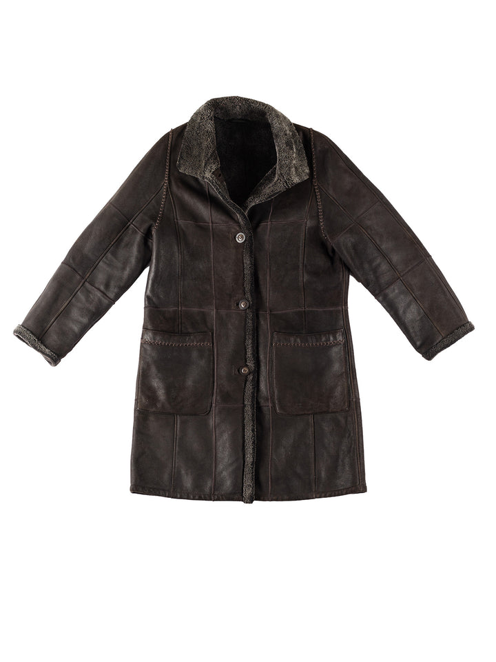 Vintage 80's Women Sheepskin Coat in BrownMN368