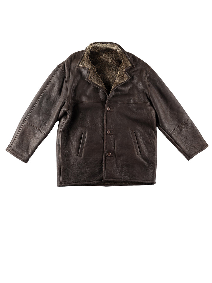 Vintage 80's Men Sheepskin Coat in BrownVN180