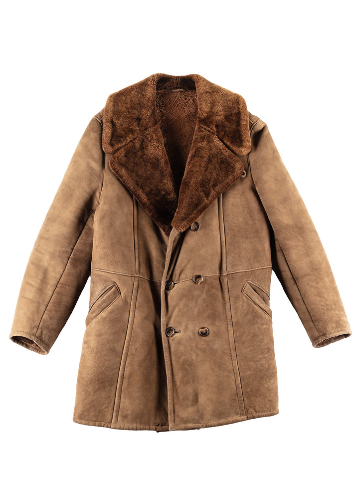 Vintage 70's Men Sheepskin Coat in Brown