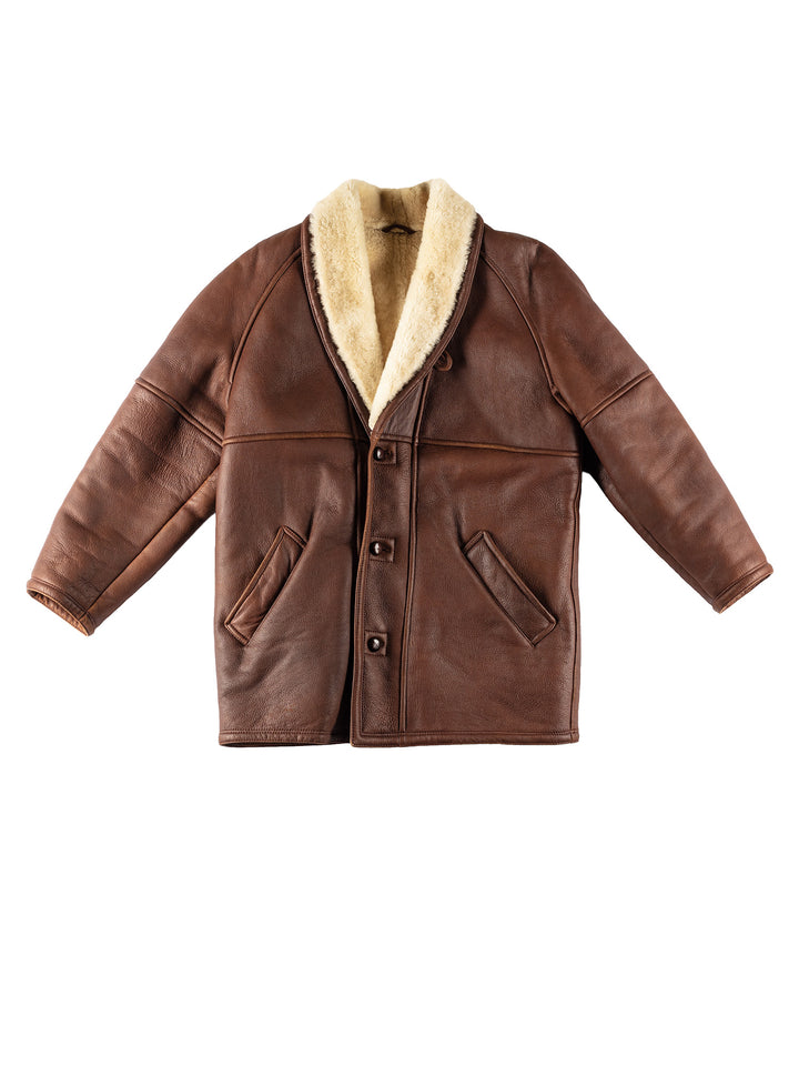 Vintage 80's Men Sheepskin Coat in BrownVN401