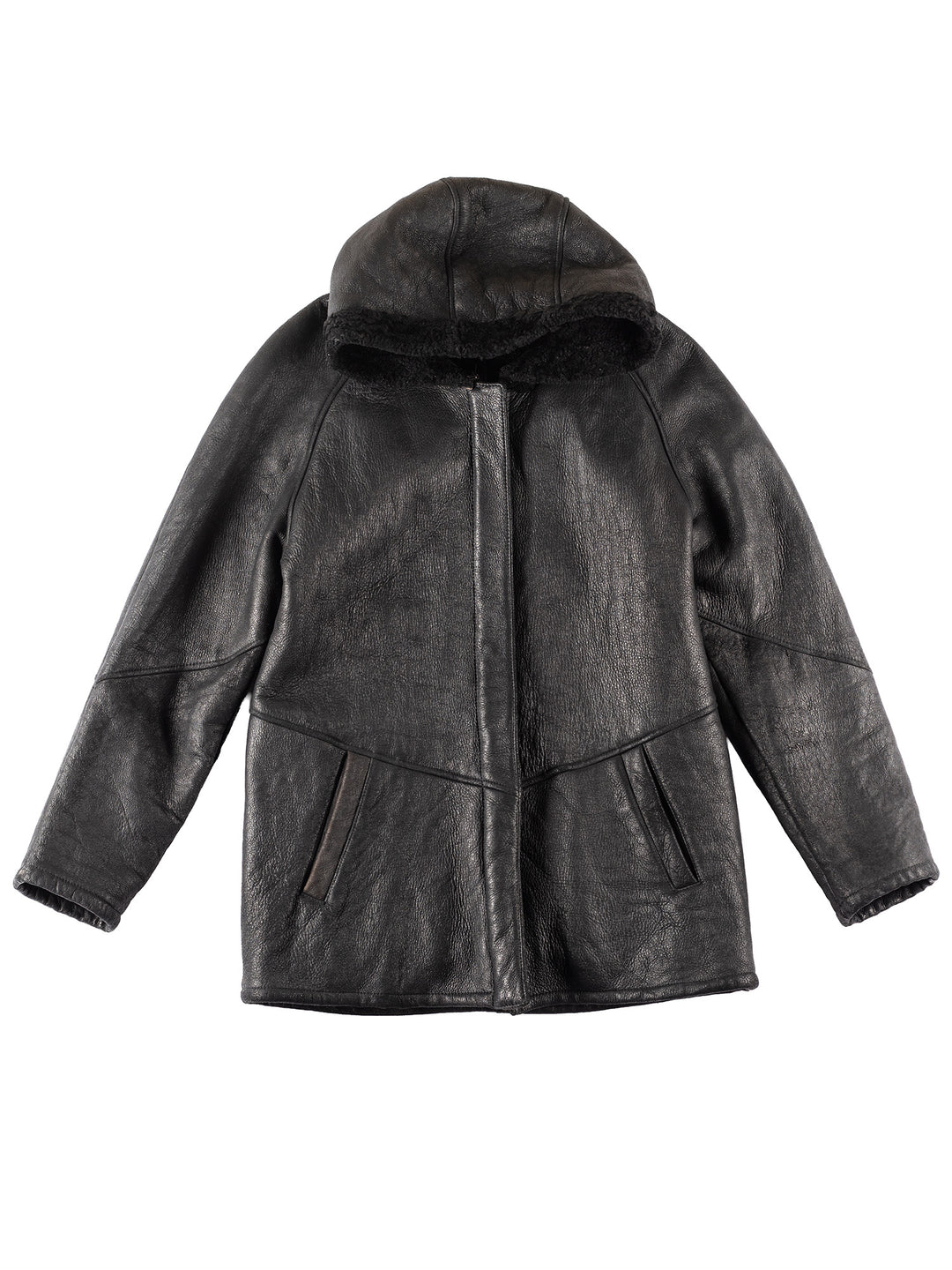 Vintage 90's Women Sheepskin Coat in Black