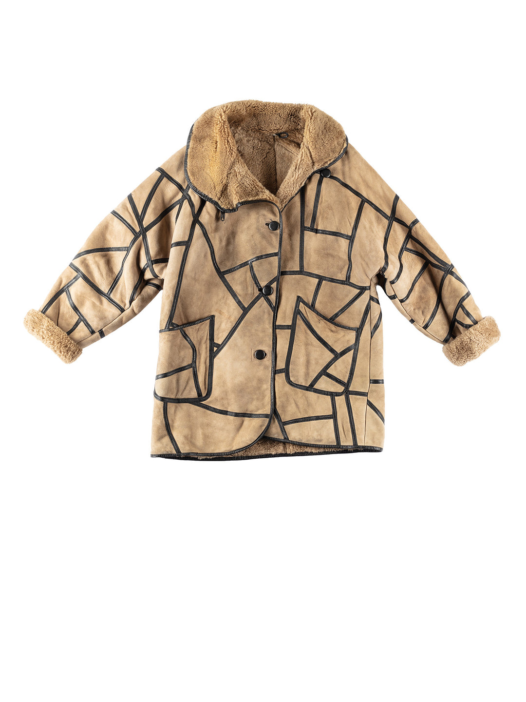 Vintage 80's Men Sheepskin Coat in BeigeMN197